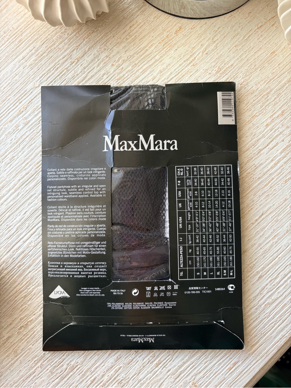 NWT Max Mara Black Fishnet Tights Size M/L Made in Italy - Picture 4 of 13